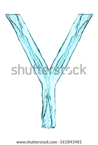 Water splash letter Y with light blue color on white background