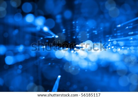 Digitally Generated Image of blue light on black background