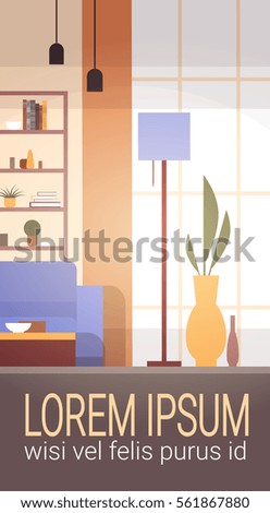 Living Room Interior Home Modern Apartment Design Flat Vector Illustration