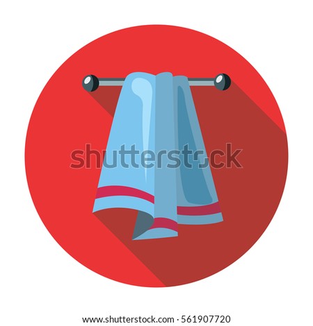 towel flat icon style with long shadow isolated on red background. bathroom elements vector sign symbol
