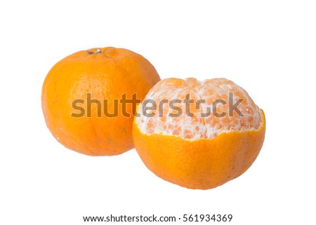 Tangerine orange isolated on a white background. Royalty-Free Stock Photo #561934369