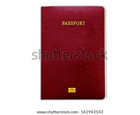 Red passport texture background on white background with clipping path.