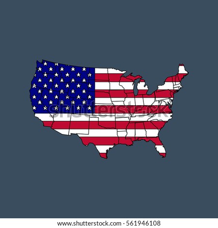 United states of America map with flag. Vector illustration.