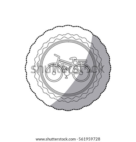  grayscale silhouette with middle shadow sticker of bicycle in round frame