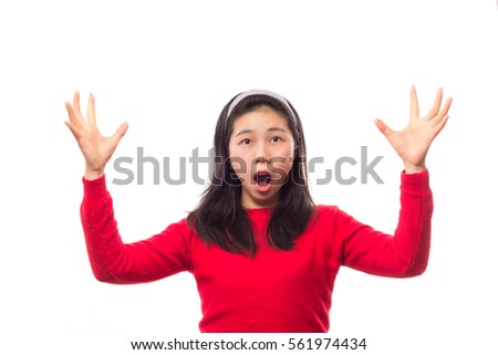 Surprise expression of young girl