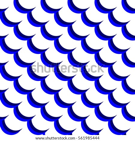 Abstract blue circles background in simple style. Vector seamless pattern with geometric figures. Hipster filling. The color image. The composition of scales. Multipurpose background. Beautiful print.