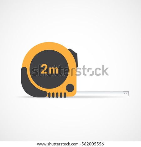 Tape-line isolated on the white background. Vector illustration. Orange measure roulette. Roulette construction symbol.