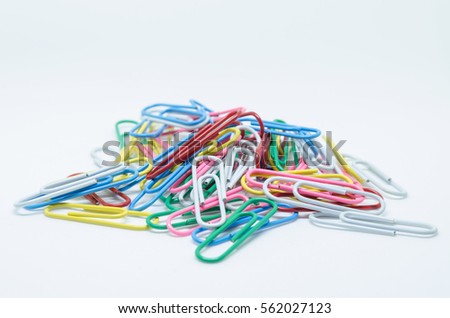 Paper clips isolated on white background.