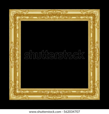 The antique gold frame isolated on black background