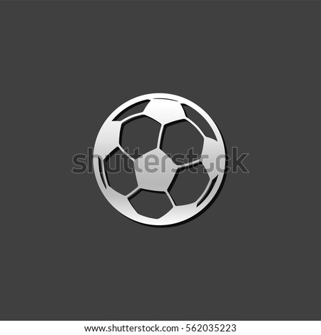 Soccer ball icon in metallic grey color style.sport competition team