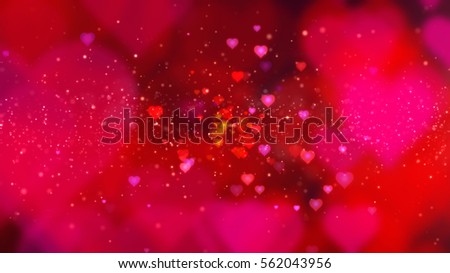 Red Valentine Flowing Hearts and Particles