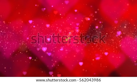 Red Valentine Flowing Hearts and Particles