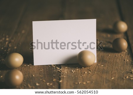 Organic Eggs With White Blank Paper