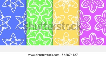 set of decorative floral seamless pattern. Luxury texture for wallpaper, invitation, textile, fabric, decor. Vector illustration. Bright color background.