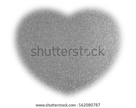 heart for background Valentine's day  black color decorate theme on white background Heart-shaped of black or gray glitter