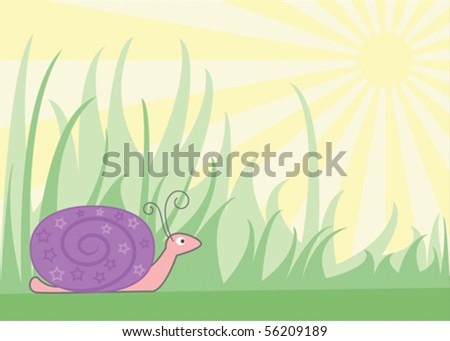 llustration of snail in grass