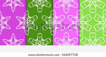 set of Geometric seamless pattern. Modern floral ornament. spring color. vector illustration. For interior design, wallpaper, decoration print, fill pages
