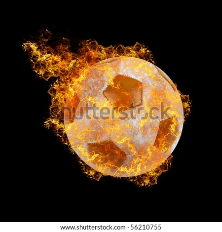 soccer ball on a black fire background