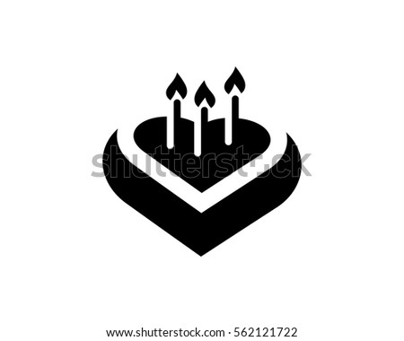 heart birthday cake love valentine amour romance romantic lover image vector icon logo symbol