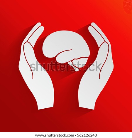 Hands holding brain - protection icon