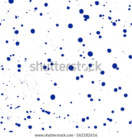 Vector seamless pattern with inc splash, blots, smudge and brush strokes. Blue and white grunge template for web background, prints, wallpaper, surface, wrapping, elements for design Royalty-Free Stock Photo #562182616