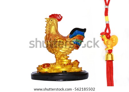  rooster  statue and Lucky knot for Chinese New Year 2017 decoration Rooster means fortune.  2017 is year of the Rooster. Nice natural holiday. 