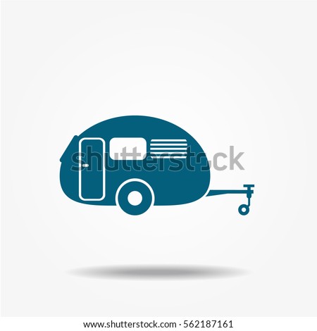 Camping trailer icon. Vector transportation illustration.