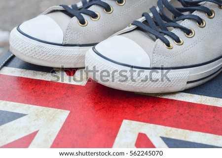 Classic shoes over Great Britain flag