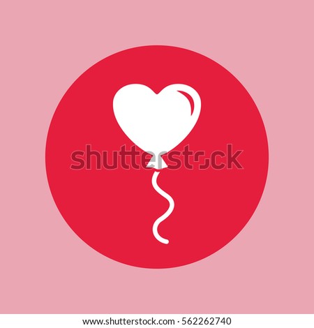 balloon gelium heart love simple icon on red circle
