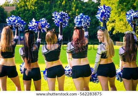 Cheerleaders Team Practicing