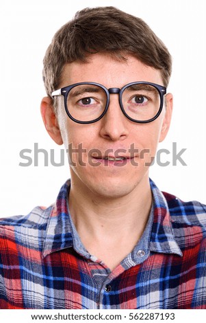 Face of man wearing eyeglasses
