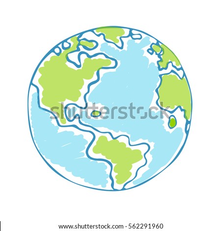 global drawing Earth day. Vector illustration of globe on the isolated background