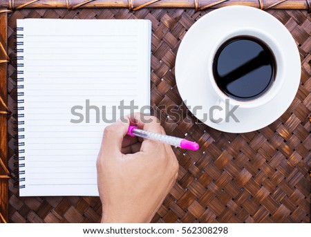 Modern white office desk table, with cup of coffee,Desk staff