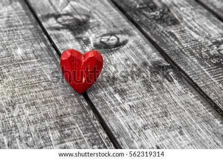 Red heart on wooden background. Valentines Day and Love