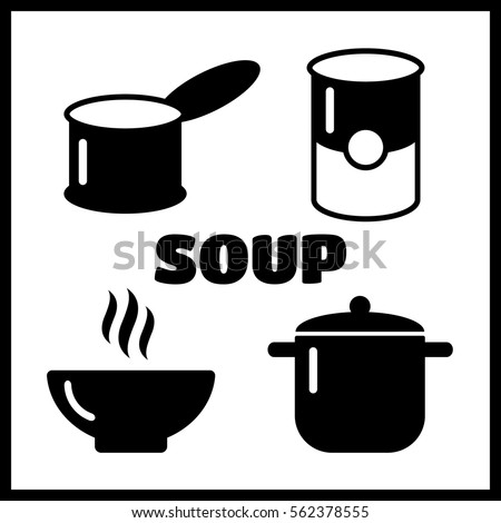 Soup dish isolated icon. Soup icons vector set