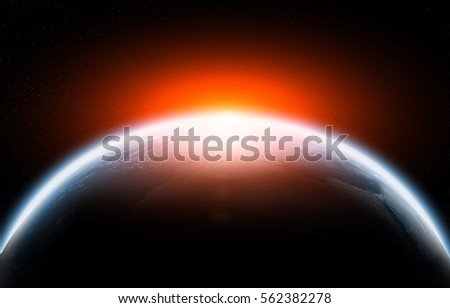 Earth from space with stars and sun flare. Abstract sci-fi background.Elements of This Image Furnished by NASA