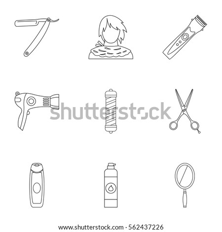 Hairstyle icons set. Outline illustration of 9 hairstyle vector icons for web