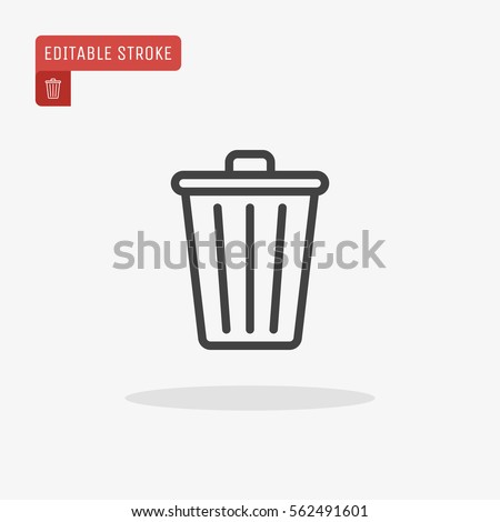 Outline Trash Icon isolated on grey background for web site design, logo, app, UI. Editable stroke. Vector illustration. EPS10 Royalty-Free Stock Photo #562491601