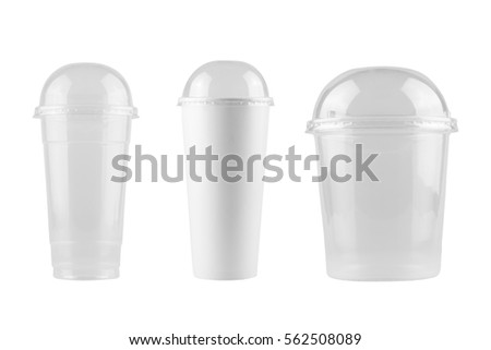 Empty plastic cup isolated on white background 