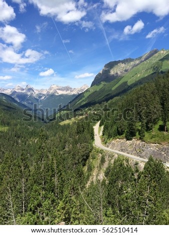 scenic view of mountain road in the Alps