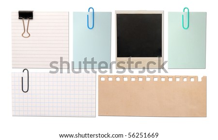 vintage paper notes isolated on white background