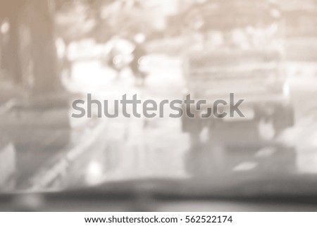 Picture blurred for background abstract and can be illustration to article of threewheeler classic motorised tuk-tuk taxi in Bangkok, Thailand