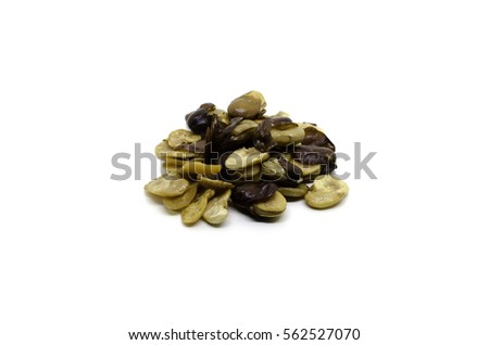 Stock Photo - Salted Broad Beans on white background
