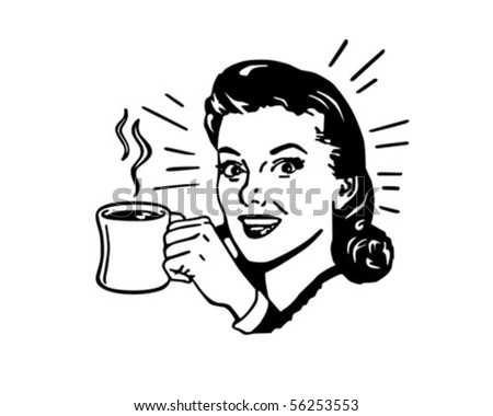 Coffee Gal With Hot Cup Of Java