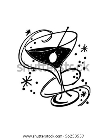 Cocktail Glass - Retro Clip Art