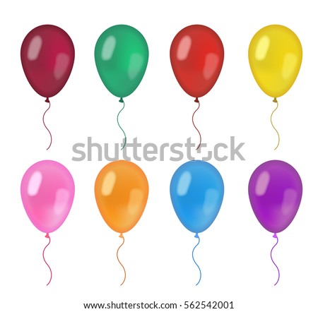 Realistic balloons set. 3d balloon different colors, isolated on white background. Vector illustration, clip art