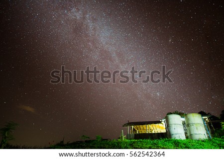 Milky way at nigh sky above mountain location at north of Thailand