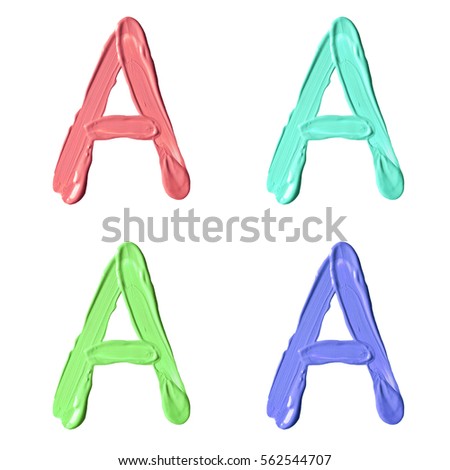 Beauty alphabet set - capital colorful letters isolated on white background. "A" letter.