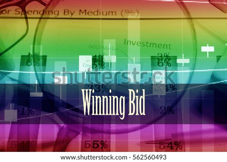 Winning Bid - Hand writing word to represent the meaning of financial word as concept. A word Winning Bid is a part of Investment&Wealth management in stock photo.