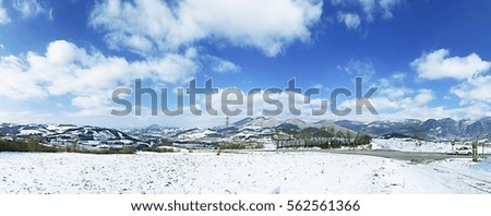 Landscaper of mountains in the snow.